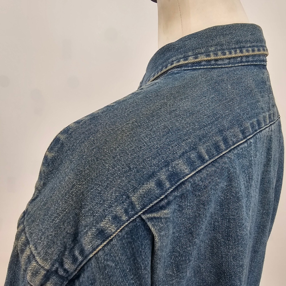 Vintage 90s Ralph Lauren The Big Shirt 6 Button Down Blue Denim Pony Western - Picture 11 of 16